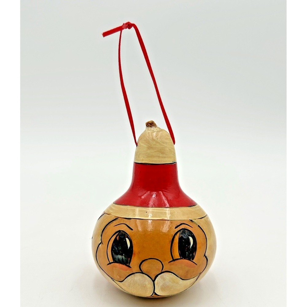 Vtg 1995 Hand Painted Santa Claus Christmas Gourd Holiday Decor Ornament